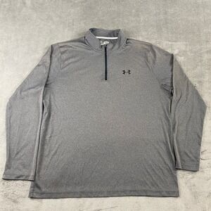 Under Armour Mens 2XL HeatGear 1/4 Zip Pullover Gray Heather Loose Fit Training
